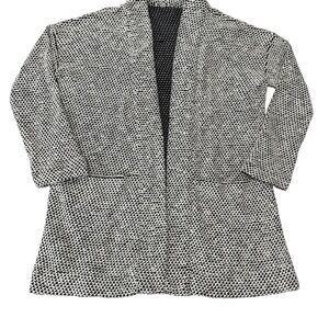 MARINE LAYER Women's Birdseye Open Front Cardigan Pockets Black White XS